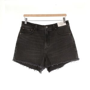 NWT Abercrombie & Fitch 90s Relaxed Cutoff High Rise Black Denim Shorts Women 30